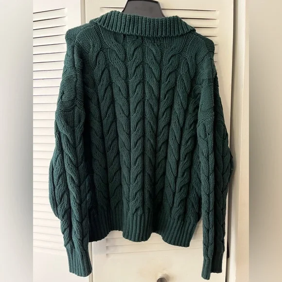 Loft Women’s Green Thick Knit Sweater, Size L, NWT - Picture 3 of 3
